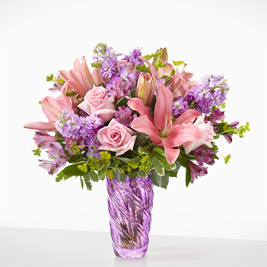 Precious Petals Bouquet with Luxe Swirl Vase – CASSIDY'S FLOWERS, Newmarket ON